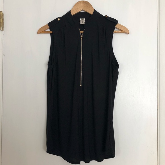 PerSeption Concept Tops - Black Zip-up Blouse